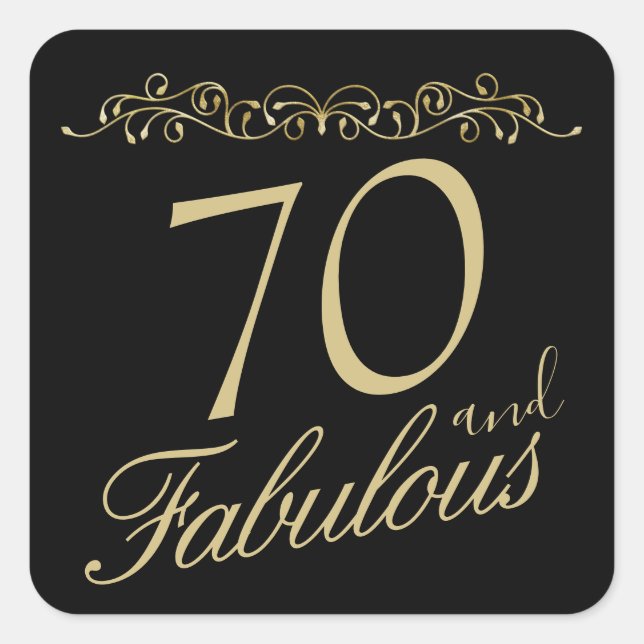 Sticker Carré Elégant 70 et fabuleux ornement 70e anniversaire (Devant)