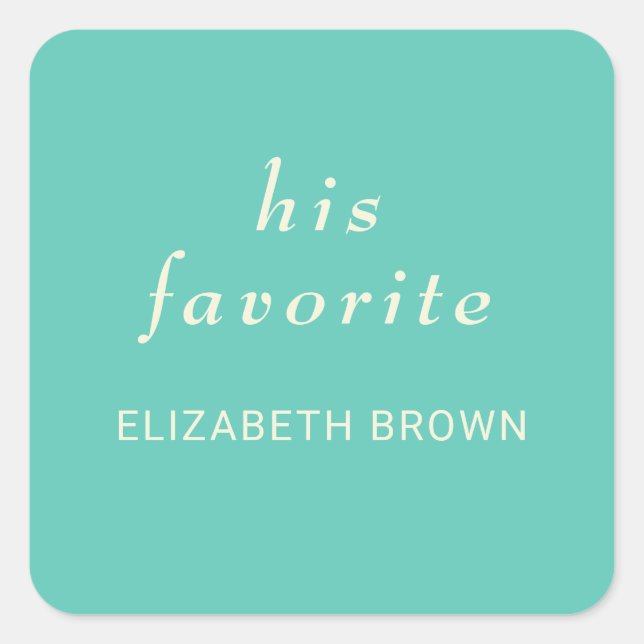 Sticker Carré Élégant Awe aquatique simple avec Mariage Monogram (Devant)