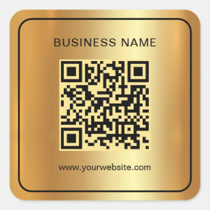 Sticker Carré Élégant Black & Gold Scan QR Code Texte personnali