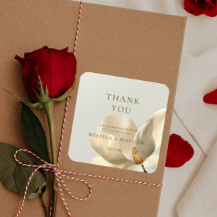 Sticker Carré Elégant Blanc Oriental Magnolia Mariage Faveur