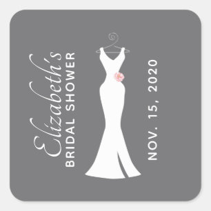 Sticker Carré Elégant blanc sur gris - Fête des mariées élégante
