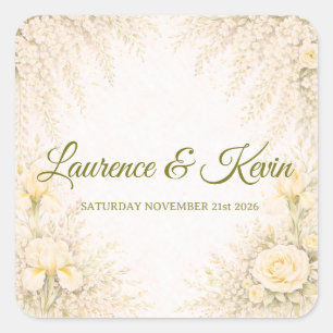 Sticker Carré Elegant Botanical Wedding