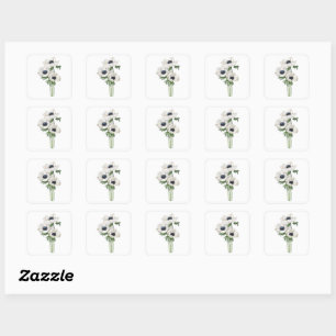 Sticker Carré Elégant bouquet d'anémone blanc