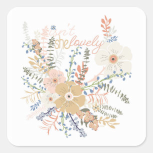 Sticker Carré Elégant Bouquet Floral Girly Dire Jolie