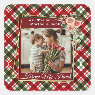 Sticker Carré Elégant cadeau personnalisé pour maman mère mère J