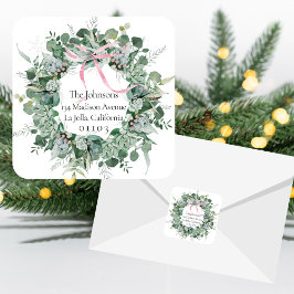 Sticker Carré Élégant Chic Christmas Retourner Adresse Label