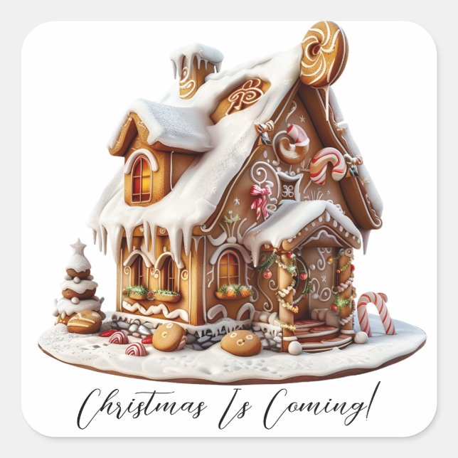 Sticker Carré Elegant Christmas Watercolor Botanical (Devant)