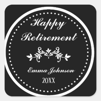 Sticker Carré Élégant classique noir et blanc Bonne retraite