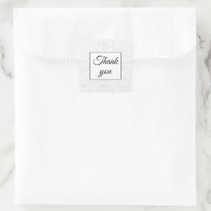 Sticker Carré Elégant Damask Merci Mariage blanc