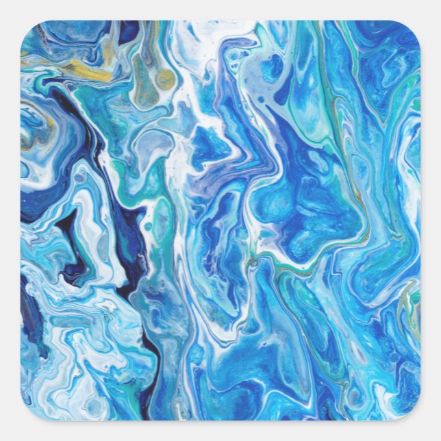 Sticker Carré Élégant Dentelle Fou Agate 6 - Bleu Océan (Devant)
