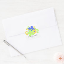 Elégant design floral bleu jaune vert