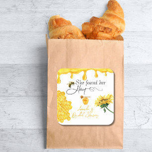 Sticker Carré Elegant Elle a trouvé sa Baby Shower de mariage Ho