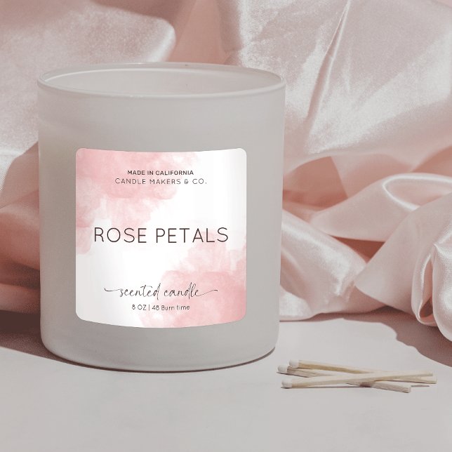 Sticker Carré Élégant emballage de produits d'aquarelle rose (Créateur téléchargé)