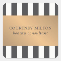 Élégant Faux foncé Gold Stripes Beauty Consultant