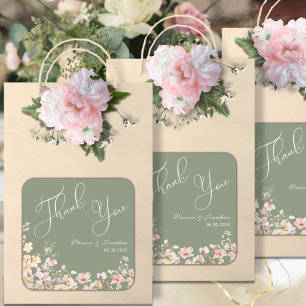 Sticker Carré Élégant Fleur sauvage de Merci vert Sage