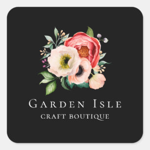 Sticker Carré Élégant Floral Persoanlisé