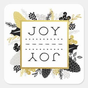 Sticker Carré Élégant hiver Foliage JOIE Noël