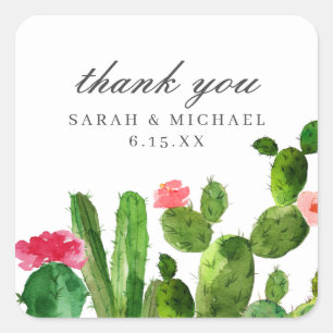 Sticker Carré Elégant jardin de Cactus Faveur de mariage