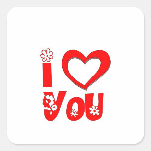 Sticker Carré Elegant Je T'Aime Rouge Minimaliste