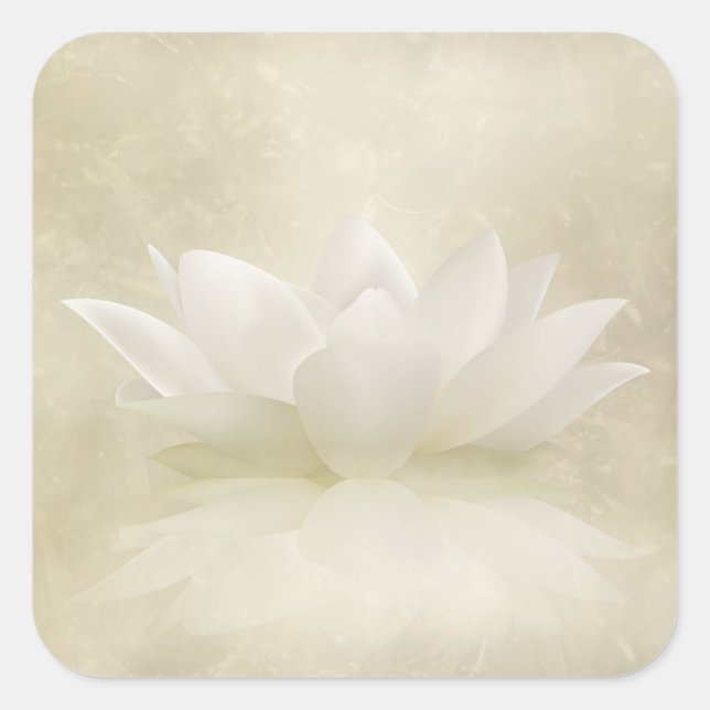 Sticker Carré Élégant Lotus blanc doux / Fleur Lily (Devant)