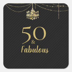 Sticker Carré Elégant Lustre Or Noir 50 & Fabuleux