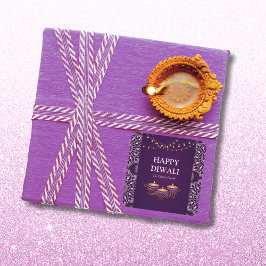 Sticker Carré Elégant mandala diyas hindu personnalisé violet di