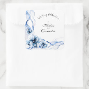 Sticker Carré Elégant Mariage bleu bleu marine