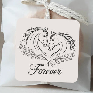 Sticker Carré Élégant Mariage campagnard rustique Western Horse