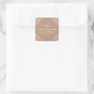 Sticker Carré Élégant Mariage Classique Carré Beige / Taupe