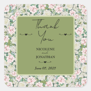 Sticker Carré Élégant Mariage d'accolade florale