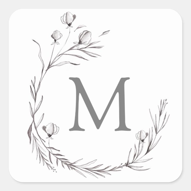 Sticker Carré Élégant Mariage de couronne blanc gris argenté (Devant)