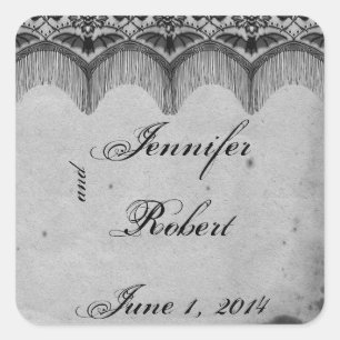Sticker Carré Elégant Mariage d'enveloppe de dentelle gothique