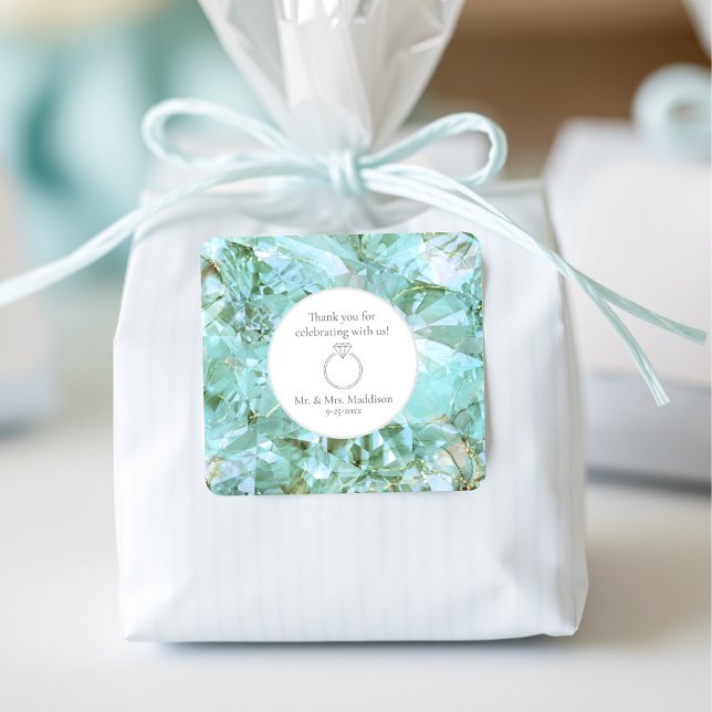 Sticker Carré Elégant Mariage en cristal de verre de mer (Créateur téléchargé)