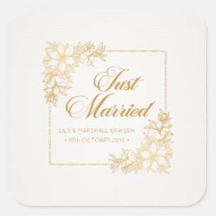 Sticker Carré Élégant Mariage marié   Sceau à coller