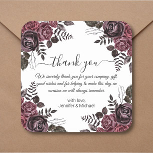 Sticker Carré élégant merci gothique floral halloween mariage