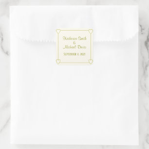 Sticker Carré Élégant minimaliste crémeux blanc Mariage d'or