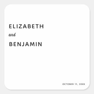 Sticker Carré Élégant minimaliste Mariage Simple Typographie Noi