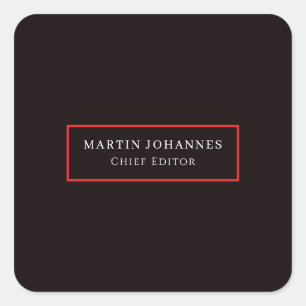 Sticker Carré Élégant Moderne Minimaliste Noir
