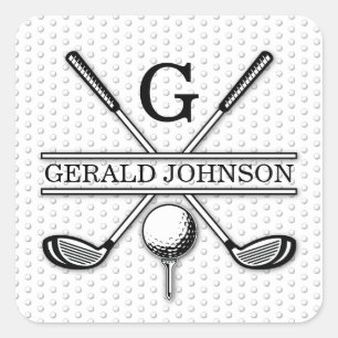 Sticker Carré Élégant Monogr Golf...
