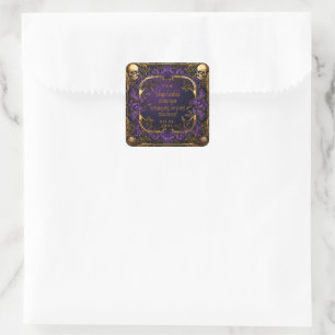 Sticker Carré Élégant Monogramme Amour Spell Mariage gothique