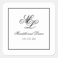 Élégant Monogramme noir et blanc Script