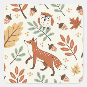 Sticker Carré Élégant Motif d'automne scandinave
