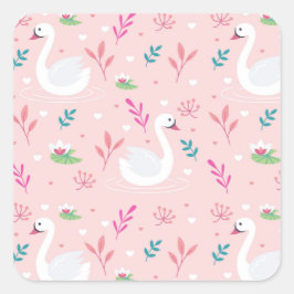 Sticker Carré Élégant Motif de cygne