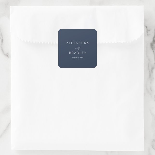 Sticker Carré Elegant Navy Typographic (Sac)