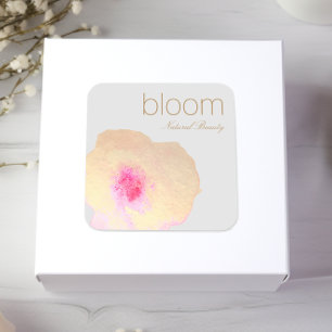 Sticker Carré Elégant or Floral Aquarelle Fleur