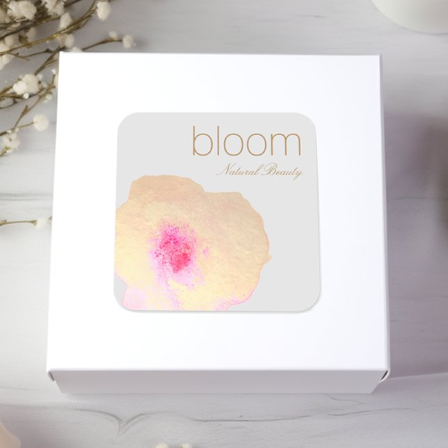 Sticker Carré Elégant or Floral Aquarelle Fleur (Créateur téléchargé)