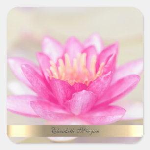 Sticker Carré Élégant Or,Lotus, Yoga