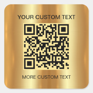 Sticker Carré Elégant or personnalisé Modèle scannable QR Code