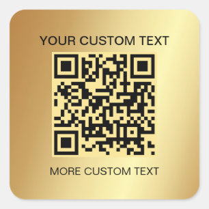 Sticker Carré Elégant or personnalisé Modèle scannable QR Code