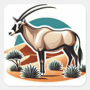 Sticker Carré Elégant Oryx d'Arabie Blanche